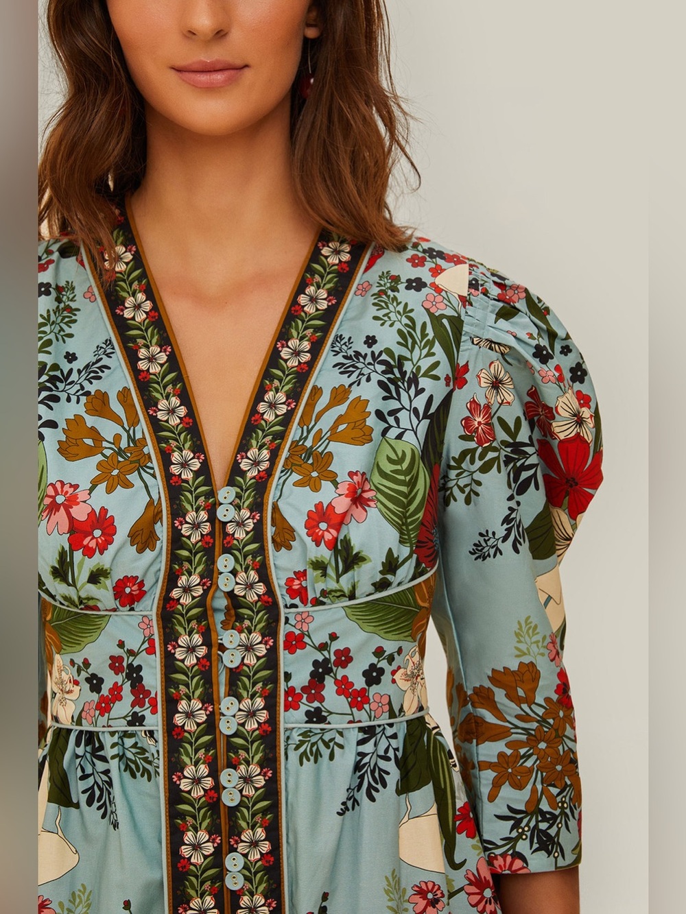 Farm Rio Blue Beauty Bouquet Mini Dress - Picture 3 of 7